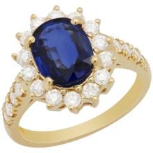 14k Yellow Gold 2.01ct Sapphire 0.82ct Diamond Ring