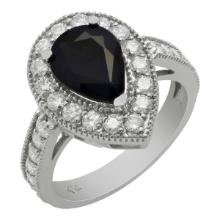 14k White Gold 2.09ct Sapphire 1.07ct Diamond Ring