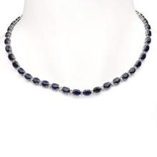 14K Gold 42.93ct Sapphire 1.72ct Diamond Necklace