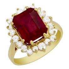 14k Yellow Gold 5.63ct Ruby 0.81ct Diamond Ring