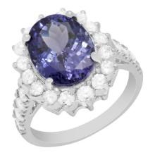 14k White Gold 5.31ct Tanzanite 1.36ct Diamond Ring