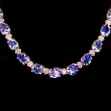 14k Gold 26.60ct Tanzanite 1.77ct Diamond Necklace