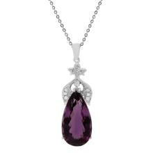 14k White Gold 32.85ct Amethyst 0.57ct Diamond Pendant