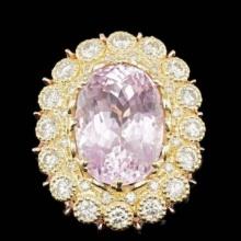 14K Yellow and Rose Gold 19.62ct Kunzite and 2.78ct Diamond Ring