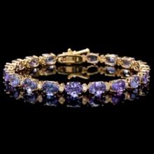 14K Gold 17.13ct Tanzanite 0.81ct Diamond Bracelet