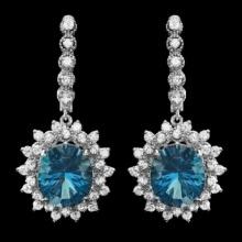 14k Gold 11.65ct Topaz 1.94ct Diamond Earrings