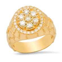 14K Yellow Gold and 1.15ct Diamond Mens Ring