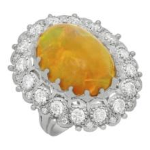 14k White Gold 11.46ct Opal 2.91ct Diamond Ring