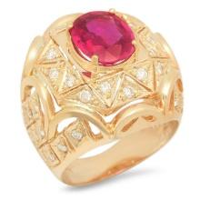 14K Yellow Gold 3.93ct Ruby and 1.07ct Diamond Ring