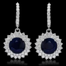 14K Gold 8.37ct Sapphire 2.86ct Diamond Earrings