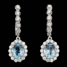 14k 3.27ct Aquamarine 1.31ct Diamond Earrings