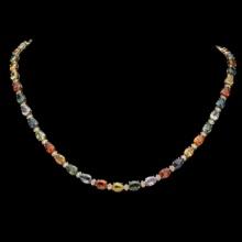 14K Gold 37.06ct Fancy Color Sapphire 1.58ct Diamond Necklace