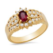 14K Yellow Gold Setting with 0.40ct Ruby and 0.25ct Diamond Ladies Ring