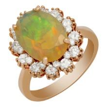 14k Rose Gold 2.56ct Opal 1.16ct Diamond Ring