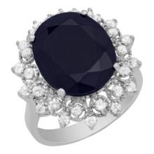 14K Gold 10.63ct Sapphire and 0.73ct Diamond Ring