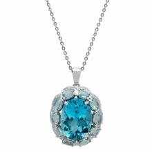 14k White Gold 22.78ct Blue Topaz 13.89ct Aquamarine 0.77ct Diamond Pendant