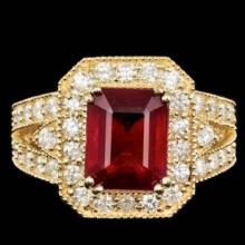 14K Yellow Gold 5.13ct Ruby and 1.47ct Diamond Ring