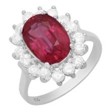 14k White Gold 4.61ct Ruby 0.98ct Diamond Ring