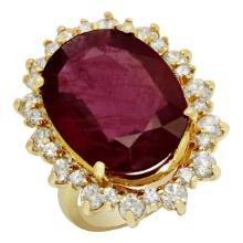 14k Yellow Gold 14.90ct Ruby 2.13ct Diamond Ring