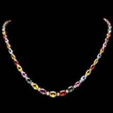 14K Yellow Gold 34.12ct Sapphire and 1.58ct Diamond Necklace