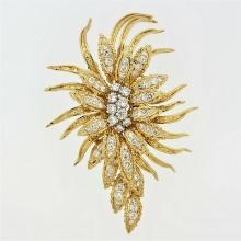 18K Yellow Gold with 3.50tcw Diamond Hammermann Brothers Designor Broach