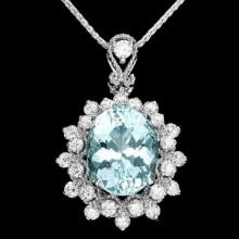 14K Gold 3.05ct Aquamarine 0.67ct Diamond Pendant