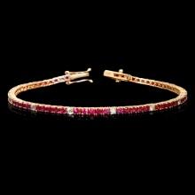 14k Yellow Gold 3.88ct Ruby 0.89ct Diamond Bracelet