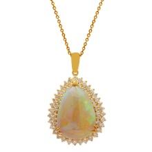 14k Yellow Gold 18.71ct Opal 3.70ct Diamond Pendant