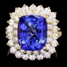 14K Yellow Gold 6.83ct Tanzanite and 2.48ct Diamond Ring