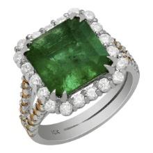 14k White Gold 4.06ct Emerald 1.00ct & 0.38ct Diamond Ring