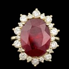 14K Yellow Gold 12.99ct Ruby and 1.83ct Diamond Ring