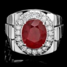 14K White Gold 6.73ct Ruby and 0.88ct Diamond Ring