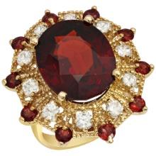 14k Yellow Gold 16.40ct & 1.00ct Garnet 1.19ct Diamond Ring