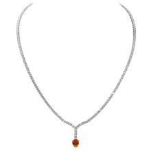 14k White Gold 1.26ct Yellow Sapphire 4.14ct Diamond Necklace