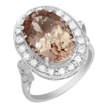 14k White Gold 5.79ct Morganite 0.55ct Diamond Ring