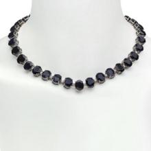 14K Gold 144.80ct Sapphire 4.20ct Diamond Necklace