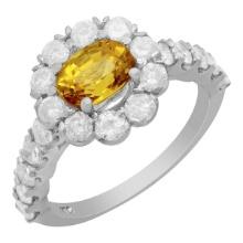 14k White Gold 1.43ct Yellow Sapphire 1.56ct Diamond Ring