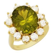 14k Yellow Gold 8.31ct Peridot 1.98ct Diamond Ring