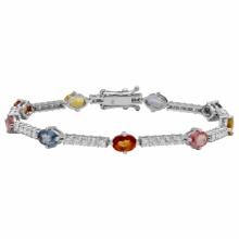 14k White Gold 5.67ct Sapphire 1.74ct Diamond Bracelet