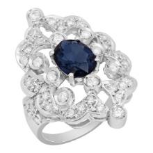 14k White Gold 1.75ct Sapphire 1.27ct Diamond Ring