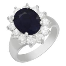 14k White Gold 2.96ct Sapphire 0.91ct Diamond Ring