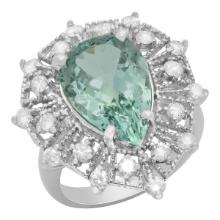 14k White Gold 5.57ct Aquamarine 0.97ct Diamond Ring