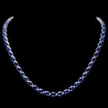 14K White Gold 28.57ct Sapphire and 1.62ct Diamond Necklace