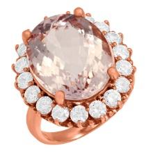 14k Rose Gold 13.09ct Kunzite 2.23ct Diamond Ring