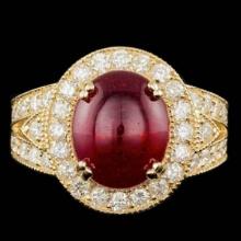 14K Yellow Gold 8.11ct Ruby and 1.59ct Diamond Ring