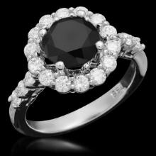 14K White Gold 2.16ct Fancy Diamond and 0.96ct Diamond Ring