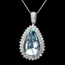 14K Gold 25.21ct Aquamarine 3.46ct Diamond Pendant