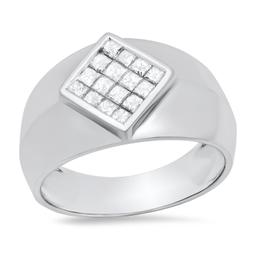 14K White Gold Setting with 0.56ct Diamond Mens Ring