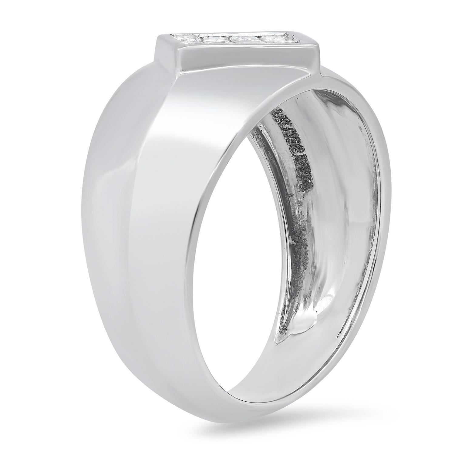 14K White Gold Setting with 0.56ct Diamond Mens Ring