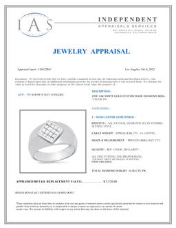 14K White Gold Setting with 0.56ct Diamond Mens Ring